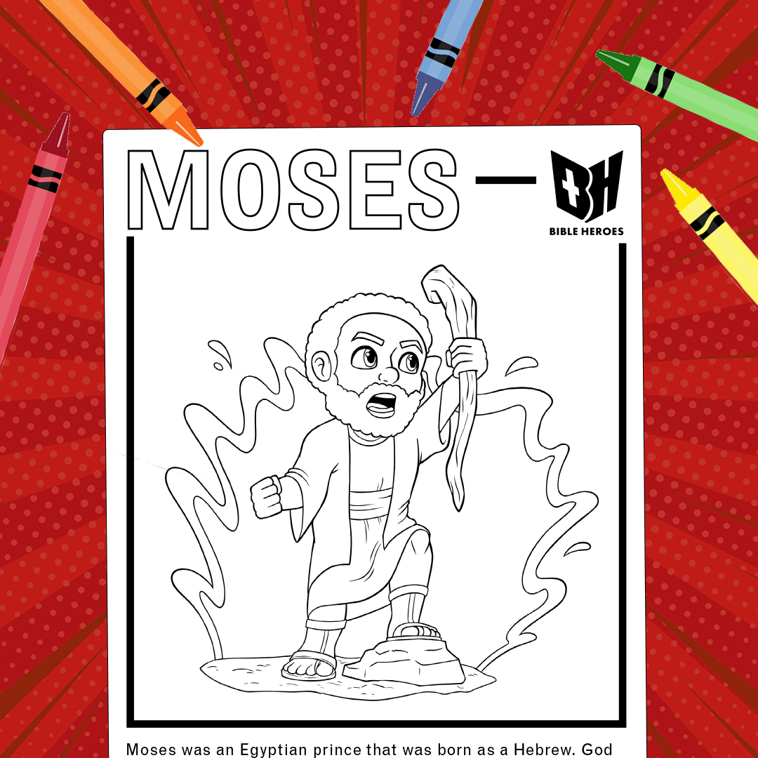 Printable coloring book page of Bible Hero Moses