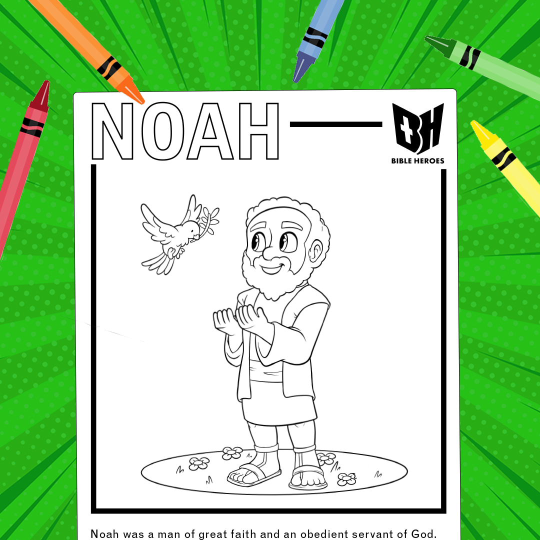 Printable coloring book page of Bible Hero Noah