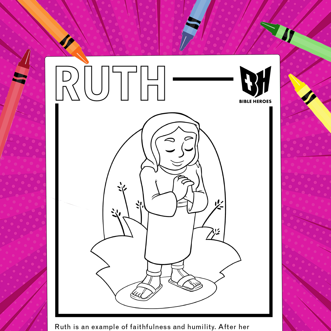 Printable coloring book page of Bible Hero Ruth